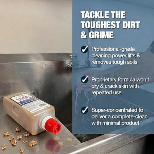 DU-MOST Industrial Hand Cleaner with Walnut Shell Scrub, Highly Concentrated Hand Soap for Mechanics, Workshops, Grease, Oil, Ink and Paint Removal, 3.55L Refill