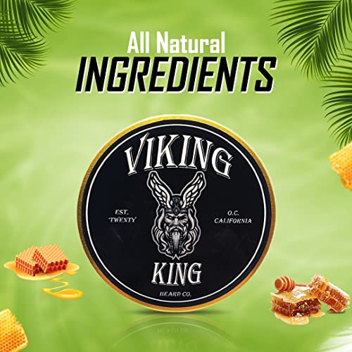VIKING KING BEARD CO. Beard Balm - Gold (Spiced Vanilla Tobacco)- All Natural Beard Softener and Conditioner - Men's Grooming Product - 4 Ounce Tin