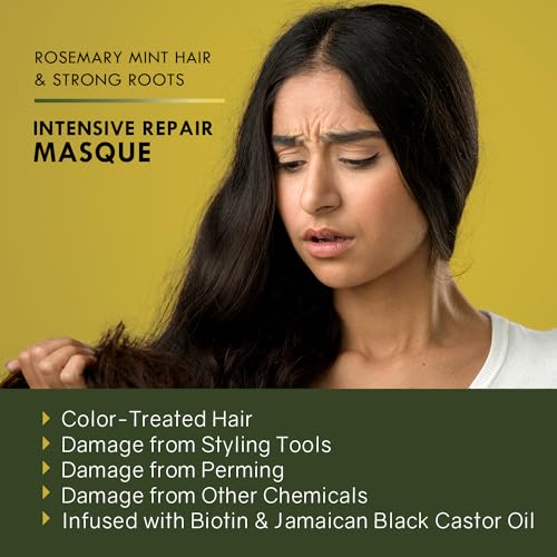 Sunny Isle Rosemary Mint Hair & Strong Roots Masque - Biotin, Jamaican Black Castor Oil - 16 oz