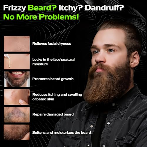 2X Biotin Beard Growth Oil for Men - Natural Organic Leave-in Conditioner & Softener - Mustache & Facial Hair Thickener, Moisturizer & Strengthener - Anti Itch & Dandruff Serum, 2 fl.Oz(Cedar)