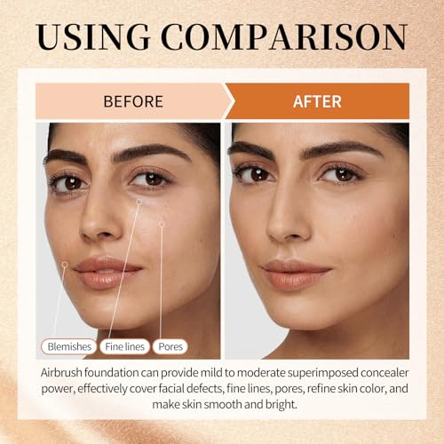 Airbrush Foundation with Airbrush Setting Spray for Makeup,Long-lasting Waterproof,Buildable Coverage,Lightweight Comfortable,Moisturizing Foundation Makeup (02 Beige)
