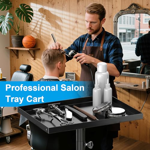 Salon Tray Cart Premium Metal Tattoo Tray Rolling Trolley Adjustable Height Storage Utility Cart for Clinic Spa Rolling Tray