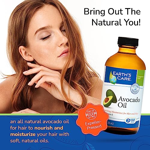 Earth¡¯s Care Avocado Oil - Avocado Oil for Hair and Skin with Vitamin E, Glass Bottle, 8 FL. OZ.
