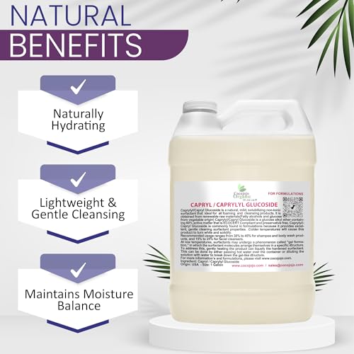 Dr Joe Lab Capryl Glucoside Liquid Surfactant - Caprylyl Natural, Plant Derived - DIY Skin Care - Shower Gels, Foaming, Body Soap, Shampoos Baby Products Face Cleansers - COCOJOJO (128 oz)