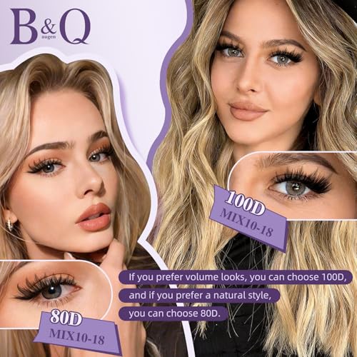 B&Q SpireMeld Fluffy Lash Clusters Kit - 0.03mm Ultra-Fine Manga Lash Clusters, Achieve Voluminous & Soft Look, Includes 10-18mm Mixed Length, Complete DIY Eyelash Extension Kit (80D+100D-10-18MIX)