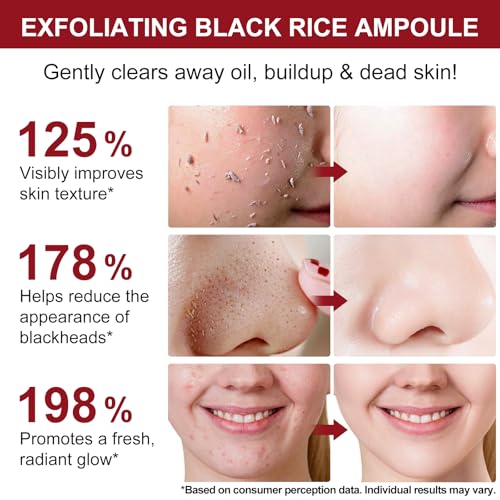 Black Rice Exfoliant+Rice Ampoule Exfoliant,Exfoliating Face Scrub & Body Scrub Dead Skin Cells Blackheads Remover For All Skin Types Korean Skin Care 100ml