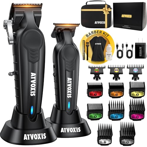 Hair Clippers for Men Professional, Barber Clippers and Trimmers Set, Cordless Hair Clippers, Hair Cutting Kit, Barber Kit, Haircut Kit, Maquina para Cortar Pelo De Hombre (Black)