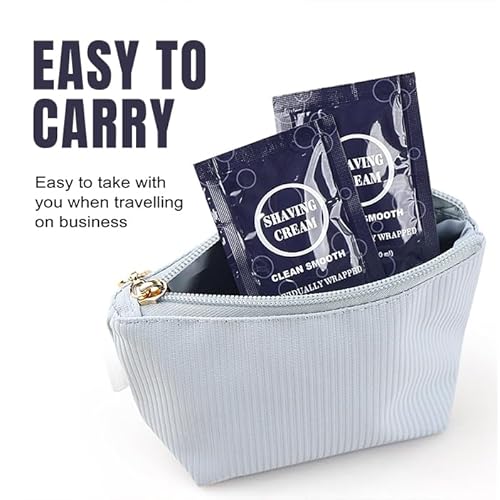 Travel Shaving Cream for Men, Individually Wrapped Mini Shaving Cream in Bulk, Disposable Travel Size Toiletries Amenities Vacation for Hotel, Shelter/Homeless/Nursing Home/Charity 0.34 oz (60 Pack)