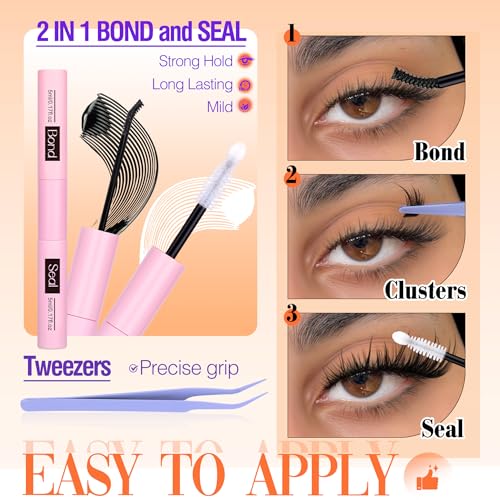 Fairy Lash Clusters Kit Fox Eye Cluster Eyelash Extensions Kit Natural Eyelash Clusters Kit Spiky Manga Wispy Cluster Lashes Cat Eye 8-20mm DIY Individual Lash Extension 144Pcs by YDAGKH