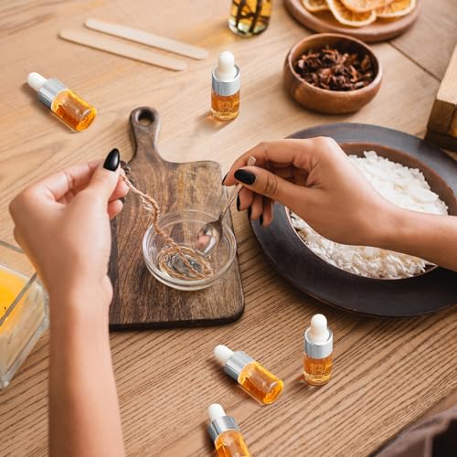 100 Pcs Mini Glass Oil Dropper Bottle Bulk, 3 ml Sliver Clear Essential Small Empty Bottles Sample Containers Perfume Liquid Vials with Cap for Traveling