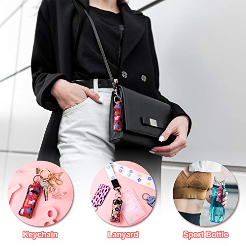Frienda 12 Pieces Lipstick Holder Keychain - Neoprene Lip Balm Sleeve with Metal Ring, for Travel, Birthday Gifts & Lanyards
