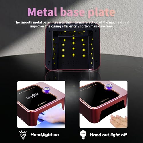 Cordless Rechargeable Nail Lamp 288W, Rechargeable UV Nail Dryer Gel Polish Curing Light with 4 Timers, Knob & Full LCD Display Screen, Magnetic Metal Mirror Base