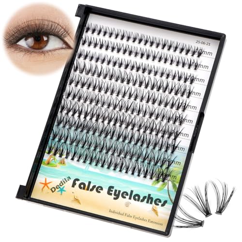 200Pcs Handmade Individual False Eyelashes Thickness 0.07mm D Curl Mixed 10-12-14mm /11-13-15mm/12-14-16mm/16-18-20mm 3D Volume Cluster Eye Lashes Etensions (10-12-14mm)