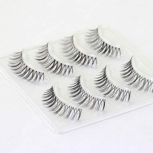 Black & Brown Mixed Strip Lashes?Reusable 15 Times, Ultra-Thin Band for Small/Monolid Eyes, Realistic 2-Tone Blend for Daily Natural Look 4-Pair