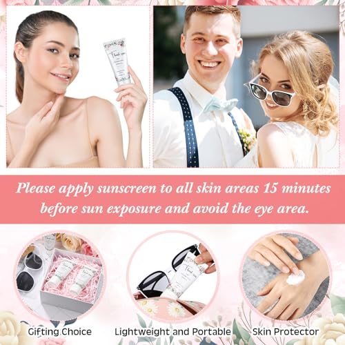 12 Sets Mini Sunscreen and Sunglasses Bulk for Wedding Party Spf30 Water Resistant Sunscreen Lotion Bulk 1oz Travel Size for Thank You Gifts Wedding Party Supplies (Floral)