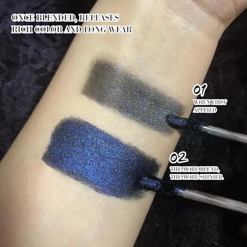 Blue Goth Lip Gloss, Matte Black Base Glitter Blue Lipstick, High Coverage Long Last Waterproof Metallic Dark Blue Lip Stain for Women, Non-Sticky Lipstick for Daily, Party, Halloween Witch, Vegan #07