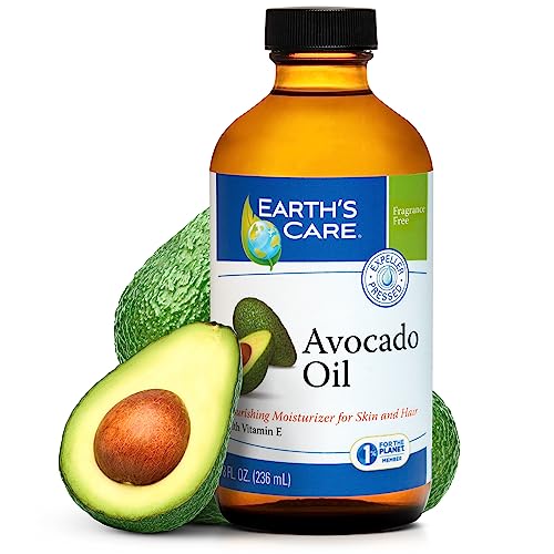 Earth¡¯s Care Avocado Oil - Avocado Oil for Hair and Skin with Vitamin E, Glass Bottle, 8 FL. OZ.