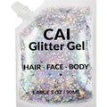 Face, Body & Hair Glitter Gel ? Rave Glitter for Kids and Women ? 3 Oz Cosmetic-Grade Gel w/Moon & Stars for Festivals & Halloween Party, Easy Apply & Wash Off - Silver 1Pack