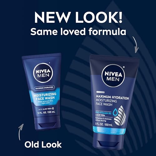 Nivea Men Maximum Hydration Moisturizing Face Wash with Aloe Vera, 5 Fl Oz Tube (Pack of 2)
