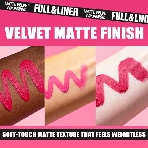 LANGMANNI 12Pcs Matte Velvet Lip Liner Pencil Set - Highly Pigmented, Smudge-Resistant Lip Pencils for Shaping & Contouring, Vegan & Cruelty-Free