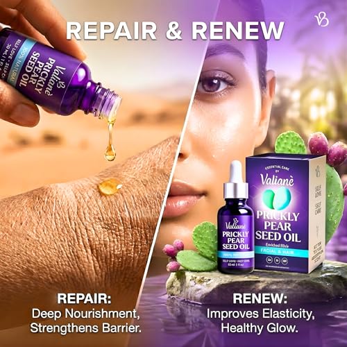 PRICKLY PEAR SEED OIL for FACE & HAIR Premium - Facial Serum Body Moisturizer Beard Oil - Prickly Pear (Barbary Fig) 100% NATURAL Enriched Blend, Extra Virgin Cold Pressed for Dry Skin 1 Fl Oz Valian?