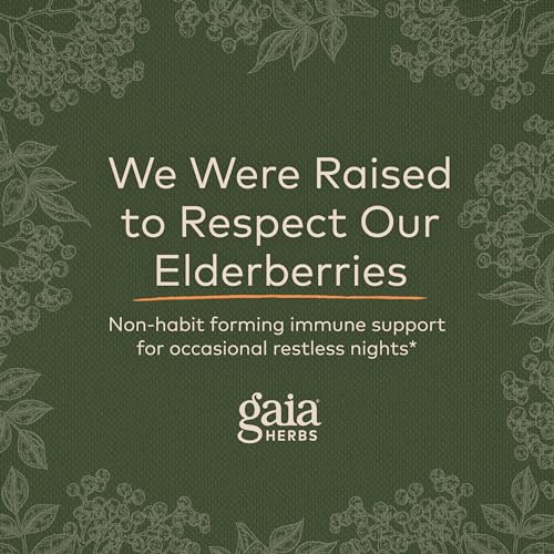 Gaia Herbs Black Elderberry, Nighttime Syrup - Immune Support Supplement - with Organic Black Elderberries, California Poppy & Lemon Balm for Restful Sleep & Immune Defense - 3 Fl Oz (18-Day Supply)