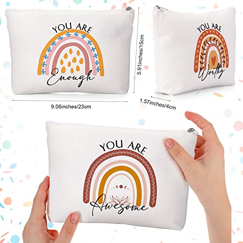 Sieral 60 Pcs Rainbow Inspirational Makeup Bag with Zipper Encouragement Cosmetic Bags