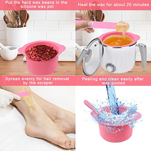 2Pcs Wax Pot Liner,Silicone Wax Warmer Liner with 2 Pcs Wax Sticks, Non-Stick Wax Pot Silicone Bowl Replacement,Reusable Wax Melt Liners Wax Warmer Liner Bowl for Hair Removal