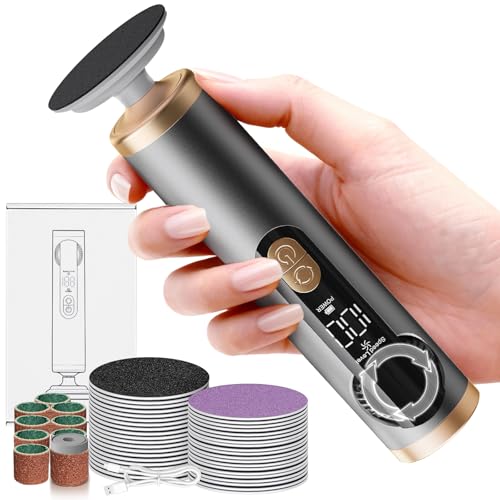 Electric Foot Callus Remover with Adjustable Speed Dial, Rechargeable Pedicure Tools for Feet with Powerful Motor for Dead Skin & Cracked Heel,Electric Foot File with 2 Detachable Discs
