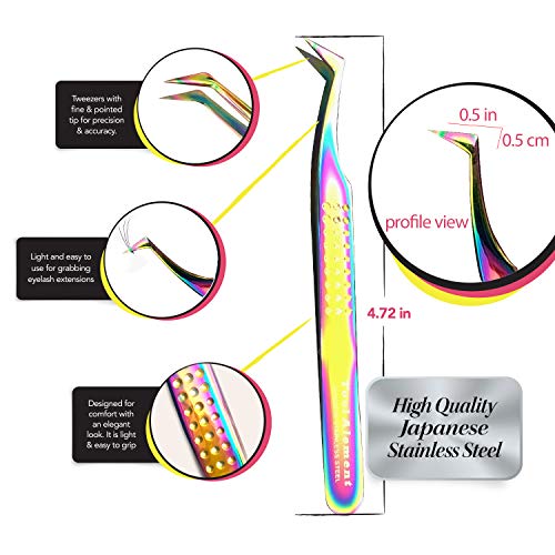 Japan Stainless Steel Plasma Coating 12cm Axe Tips Eyelash Tweezer R-JP11-4002