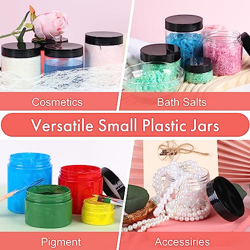 Empty 6 oz Small Containers with Lids & Labels - Refillable Plastic Jars with Lids - Sugars Scrub Jars/Slime Containers (6 fl.oz, 40Pack)