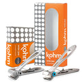 KOHM Nail Clippers Set for Thick Nails - Heavy Duty, Wide Mouth Professional Fingernail and Toenail Clippers for Men, Women & Seniors, Silver