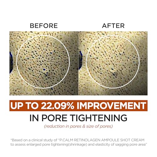 P.CALM Retinolagen Ampoule Shot Cream - Retinol & Vegan Hydrolyzed Collagen & Bakuchiol for Pore Tightening, Mositurizing, Korean Glass Skin (60ml / 2.02 fl.oz)