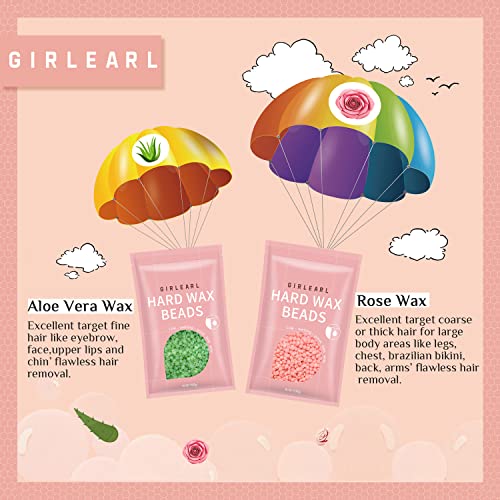 Waxing Kit + 2.5lb Rose Wax Beads for Women and Men, Brazilian Bikini Hard Wax for Coarse Hair Full body Legs, Face and Underarms at Home Waxing Beads for Sensitive Skin