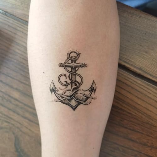 Anchor Ship Temporary Tattoo Sticker Waterproof Fake Tatoo Men Women Adult Boys Teens Body Art 10.5X6cm Set of 12 (SF297)