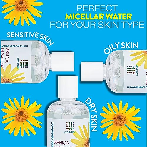 Bruizex Arnica Montana Micellar Cleansing Water, Facial Cleanser & Makeup Remover, Suitable for All Skin Types, Use for Natural Lymphatic Drainage, Reduces Face Puffiness, Daily Skin Care, 8 Fl Oz