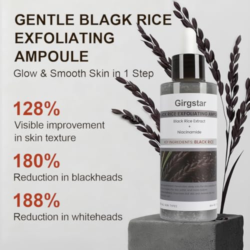 Black Rice Peeling Ampoule 80ml - Peel Shot Glow Exfoliating Face Peel | Gentle Dead Skin Cell Remover for Brighter Smoother Complexion | All Skin Types Rice Extract Skincare