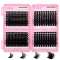 DIY Lash Clusters 120D+150D+200D+250D Eyelash Clusters Eyelash Extension 12-24mm D Curl Fluffy Clusters Eyelashes Individual Natural Lashes Thin Band Soft Lash Extension Clusters for Beginners