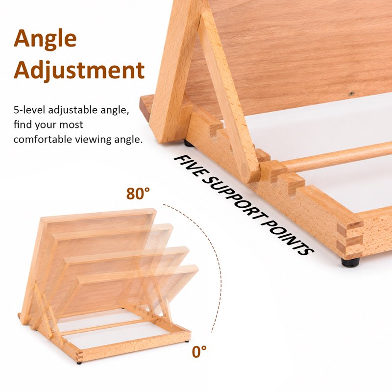Portable Wood Drafting & Sketching Table Easel, Adjustable Angles, 16.5x12 Inch