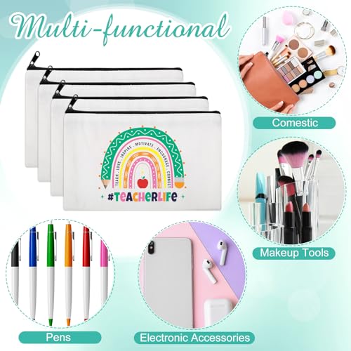 Saintrygo 28 Pcs Teacher Survival Kit Bags Teacher Appreciation Gifts in Bulk Rainbow Canvas Makeup Bags with Zipper Cosmetic Toiletry Bag Pouch Thank You Gifts for Women Christmas Travel Supplies