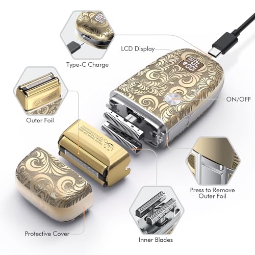 Bestauty Electric Razor for Men, Travel Foil Shaver with Enhanced Triple Head [Ultra-Close Shave], Wet & Dry Beard Shaver, Rechargeable and Cordless Bald Head Shaver, Gifts for Men Father's Day Gift