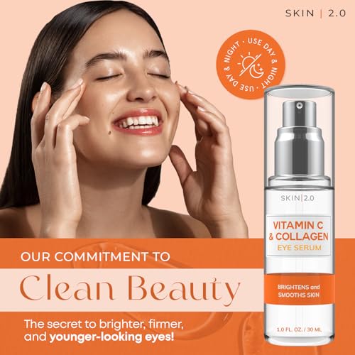 Vitamin C & Collagen Under Eye Serum ? Dermatologist Tested, Anti Aging Korean Skin Care ? Targets Dark Circles, Puffiness & Fine Lines for Smoother, Firmer Eyes ? Vegan Clean Beauty, 1 fl oz