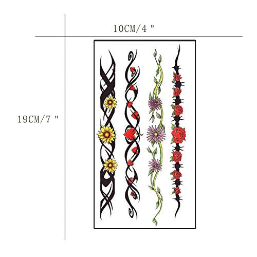 Temporary Tattoos Green Flower Vine Water Transfer Tattoos Body Art Stickers for Women 5 Sheets