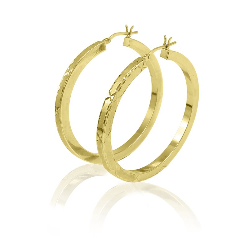 14K Gold Plated Sterling Silver Square Tube Earrings for Women