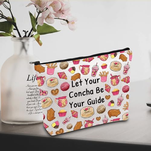JXGZSO Funny Bread Gift Mexican food Cosmetic Bag Let Your Conchas Be Your Guide Pastries Travel Makeup Bag (Conchas Bag)
