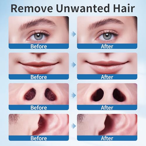 Beauty7 Nose Wax Kit, Face Ear Nose Hair Removal Kit for Men and Women, 100g Waxing Beads, Portable Wax Heater, 32 Applicators, USB-C Heating, Reusable Silicone Pot