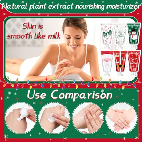 24 Pieces Secret Santa Gift Set: Mini Christmas Hand Cream Travel Size Lotion Bulk Holiday Stocking Stuffers Appreciation Gifts for Women Employee Coworker Staff 30ml 6 Natural Plant Fragrance