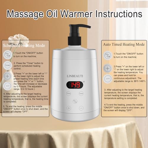 Professional Massage Oil Warmer Bottle Lotion Heater for SPA, Automatic Oil Warmer Heated Essential Lotion Cream with Two Oil Bottle Dispenser for Salon, Barber Shops, Home (Silver)