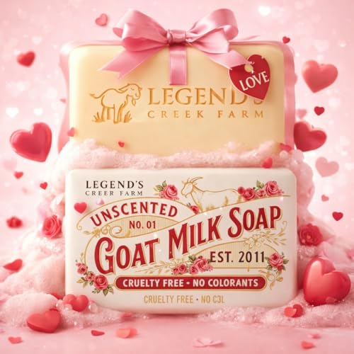 Legend's Creek Farm Goat Milk Soap - Triple Milled Cleansing Moisturizing Bar for Hands and Body - 9 Oz Creamy Lather, Nourishing, Natural Soap for Sensitive Skin (Unscented, Pack of 1)