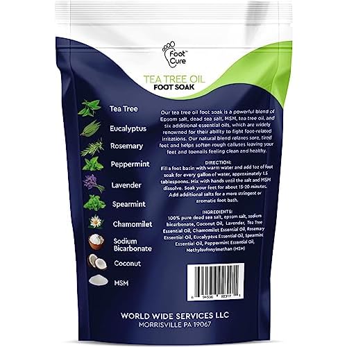 Tea Tree Oil & Soothing Lavender Foot Soak with Epsom Salt - Best Toenail Treatment & Softens Calluses & Toe Nail Repair Solution
